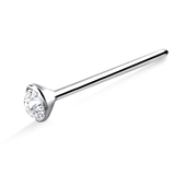 4mm. Bezel Set Rhinestone Silver Straight Nose Stud NSKA-14